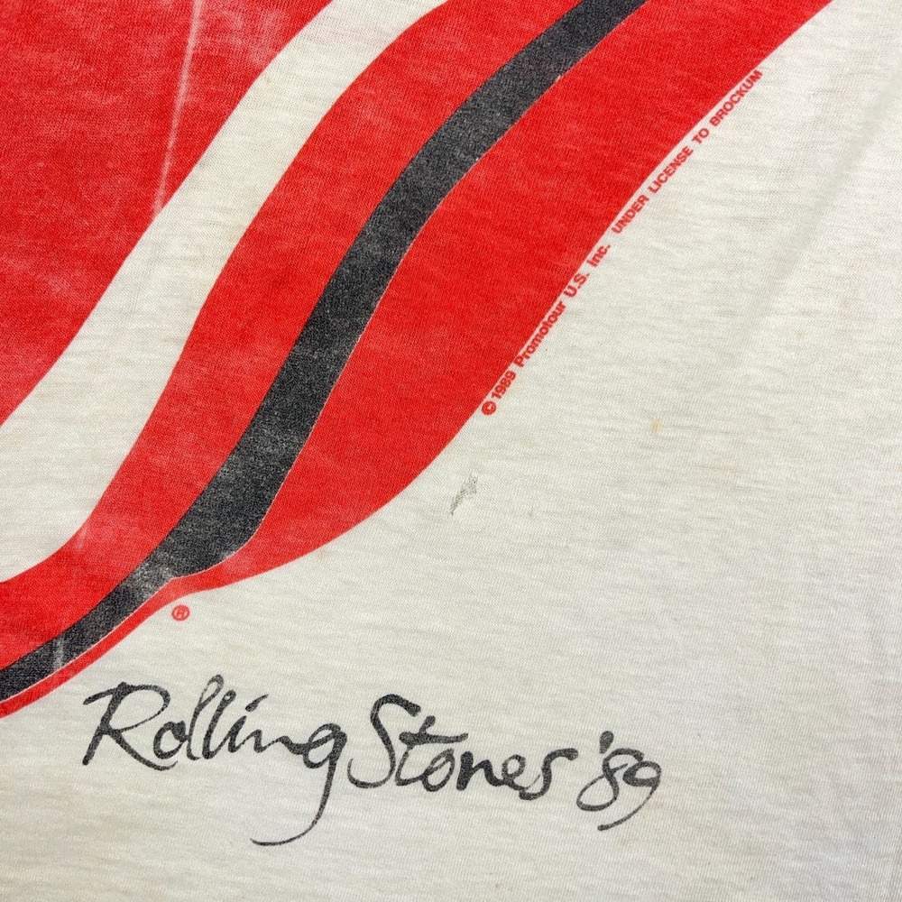Vintage Rolling Stones Shirt Men Large White Band Tee 1989 80s Paper Thin Staind - Picture 5 of 16
